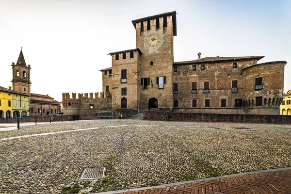 Wide Angle View Medieval Fontanellato Castle Tower Main Square Parma — Stock Photo, Image