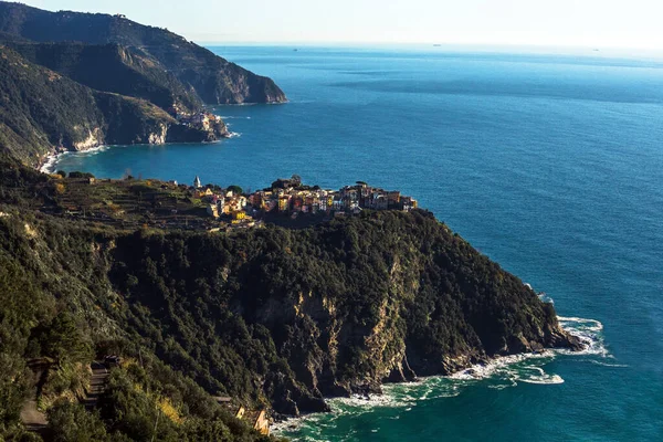 Akdeniz Kıyısındaki Bir Talyan Köyü Olan Corniglia Nın Cinque Terre — Stok fotoğraf
