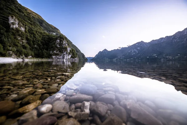 Širokoúhlé Klidné Panorama Jezera Idro Italských Alpách Brascia Itálie — Stock fotografie