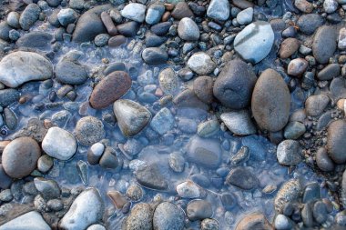As the river begins to freeze, a thin sheet of ice starts to form and connect on top of the running water below