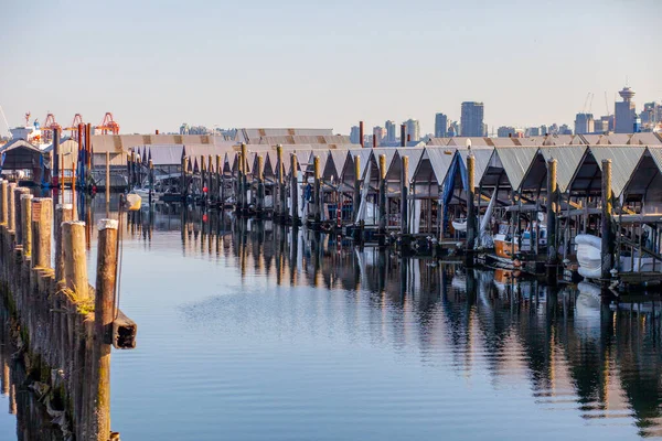 Boot Huizen Garages Lijn Dokken Bij Mosquito Creek Marina Beschutting — Stockfoto