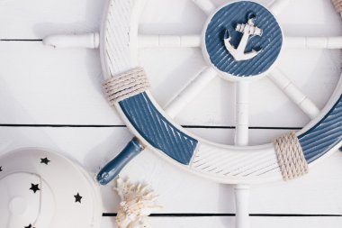 Deniz tarzı kartı. Beyaz ve mavi deniz Tema.