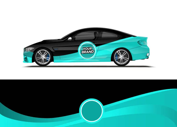 車のデカールラップデザインベクトル 車両ビニールラップの抽象的な背景 背景抽象的なストライプレースカー ラリー 輸送と冒険のためのスポーツグラフィックデザインキット — ストックベクタ