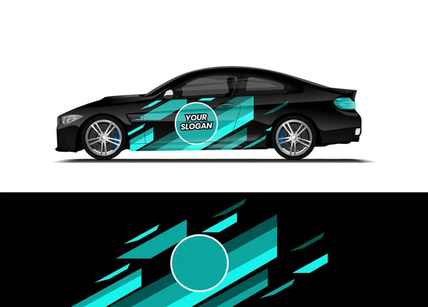 車のデカールラップデザインベクトル 車両ビニールラップの抽象的な背景 背景抽象的なストライプレースカー ラリー 輸送と冒険のためのスポーツグラフィックデザインキット — ストックベクタ