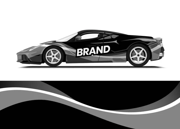 車のデカールラップデザインテンプレートベクトルイラスト 背景抽象的なストライプレースカー ラリー 輸送と冒険のためのスポーツグラフィックデザインキット — ストックベクタ