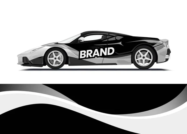 車のデカールラップデザインテンプレートベクトルイラスト 背景抽象的なストライプレースカー ラリー 輸送と冒険のためのスポーツグラフィックデザインキット — ストックベクタ