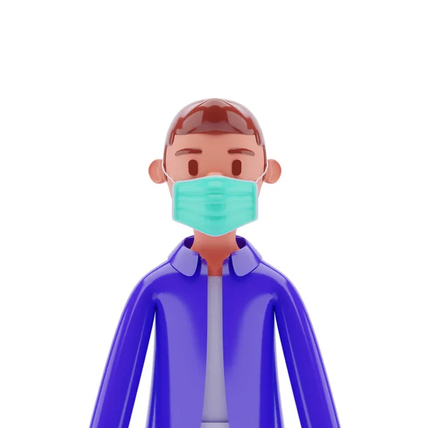 Icoon Man Met Behulp Van Masker Medische Apparatuur — Stockfoto