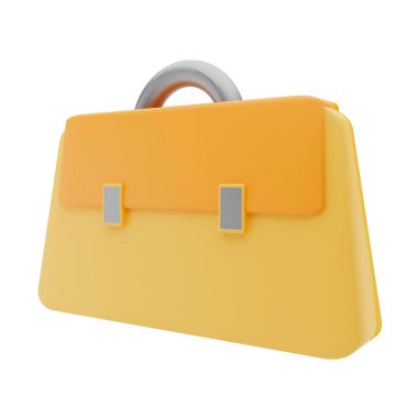 Ofis çalışanı için 3D görüntüleme veya illüstrasyon sarı evrak çantası