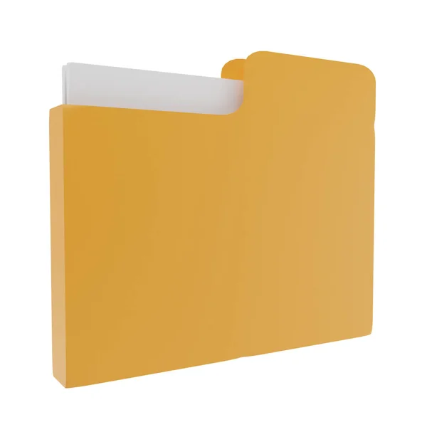 ビジネス文書またはファイルで黄色のフォルダアイコンを3Dレンダリング — ストック写真