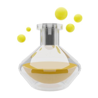 3D test tüpü ya da deney tüpü sarı sıvıyla dolduruluyor