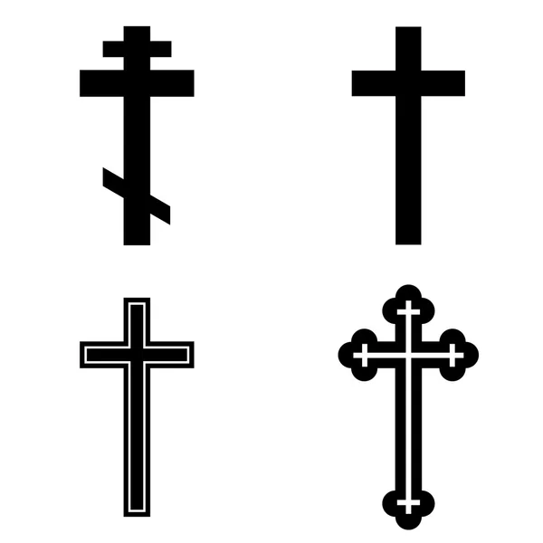 Religii krzyż zestaw ikon — Wektor stockowy
