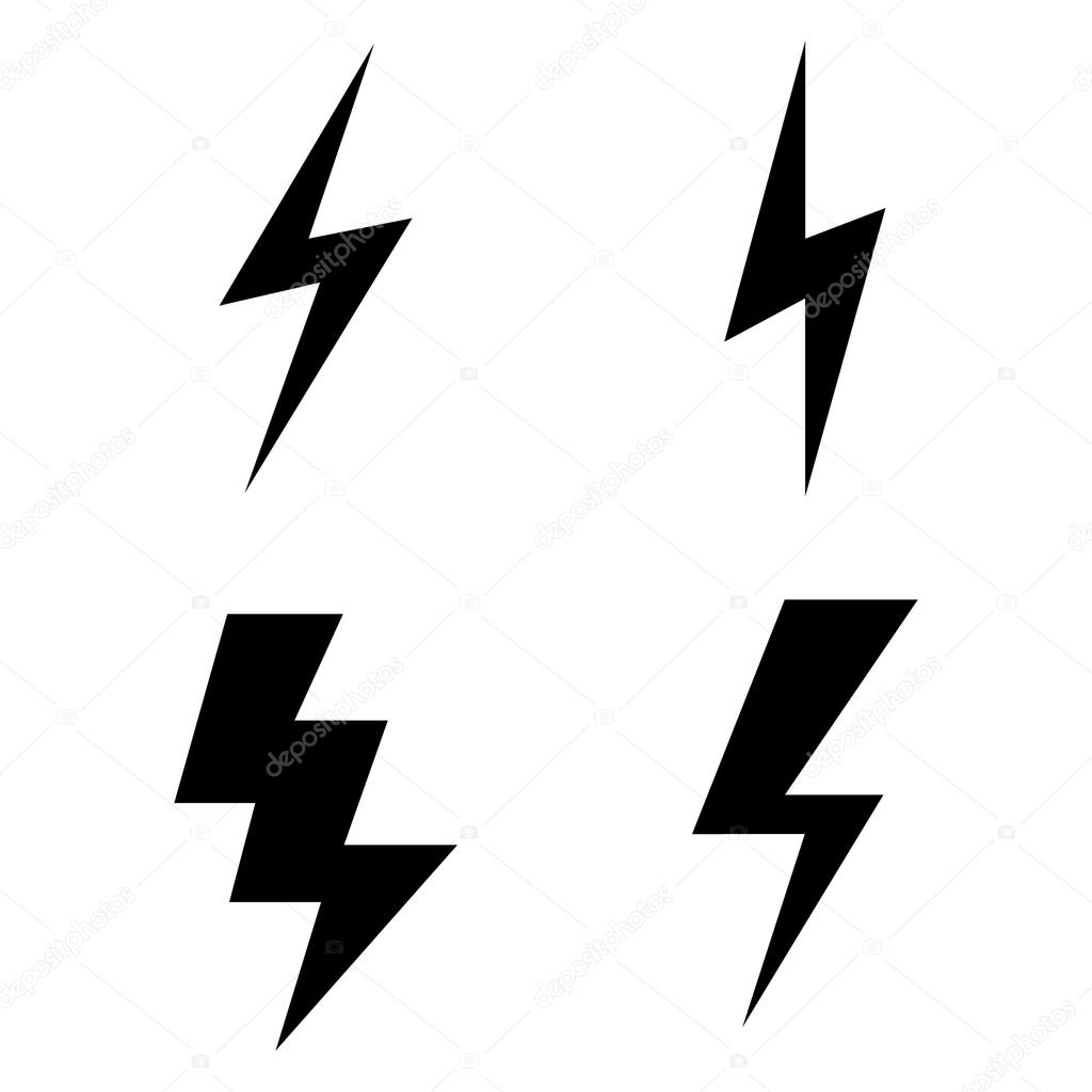 Vector Set of Black Thunder Lighting Icons