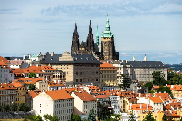 Prague St. Vitus Cathedral in the distance — Stock Photo, Image