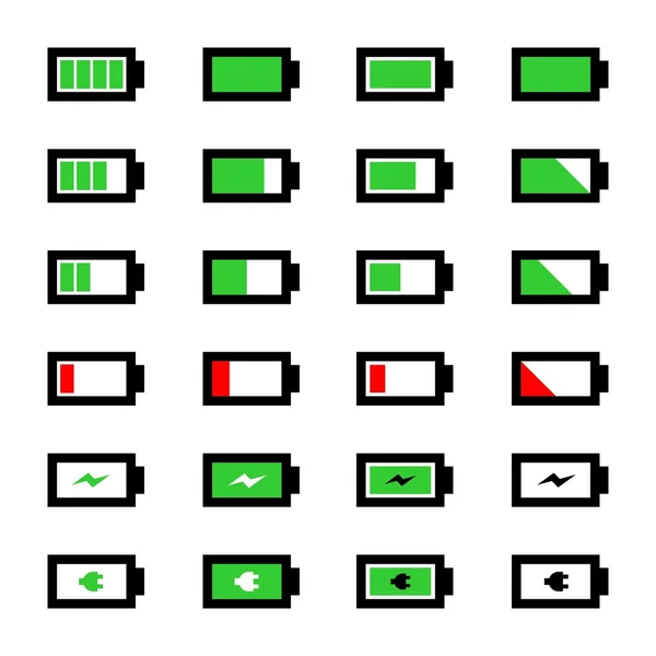 Conjunto de iconos de batería vectorial para aplicaciones, sitios web y más — Archivo Imágenes Vectoriales