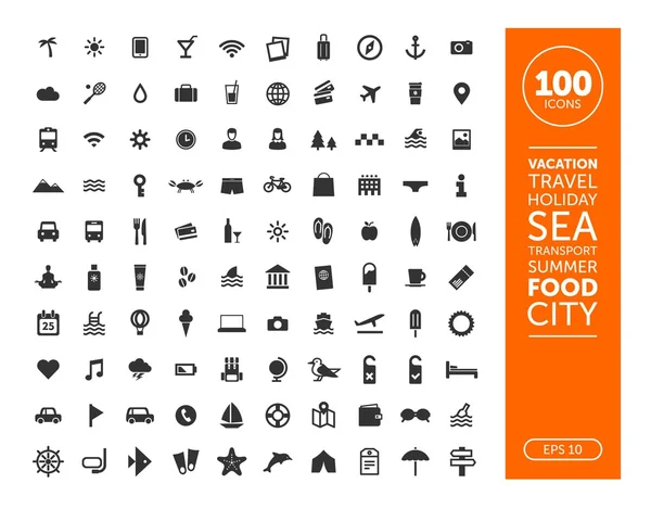 100 seyahat ve tatil Icon set