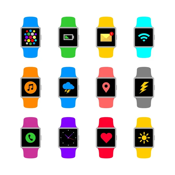 Colección de iconos de color reloj inteligente — Archivo Imágenes Vectoriales