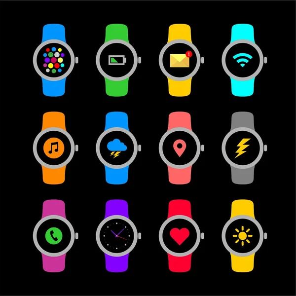 Colección de iconos de color reloj inteligente — Archivo Imágenes Vectoriales