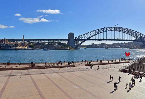 Ausztrália-Sydney,2015.Harbour híd és részben a Sydn-öböl — Stock Fotó