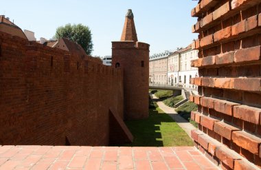 Barbican üzerinden Poland.Warsaw eski Town.View. Yatay görünüm