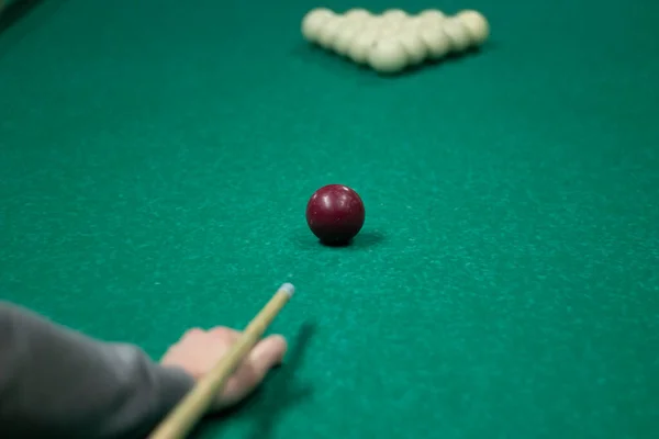 Biljartspel. Biljartballen op tafel. — Stockfoto