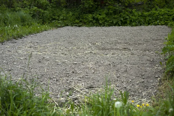 Terre Battue Potager Sur Site Préparation Plantation Creusé Sol Pour — Photo