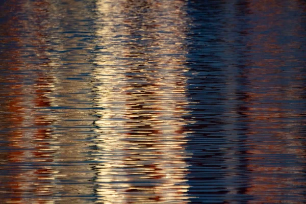 Water surface with reflection. The texture of the water in the lake. Evening soft light on the water.