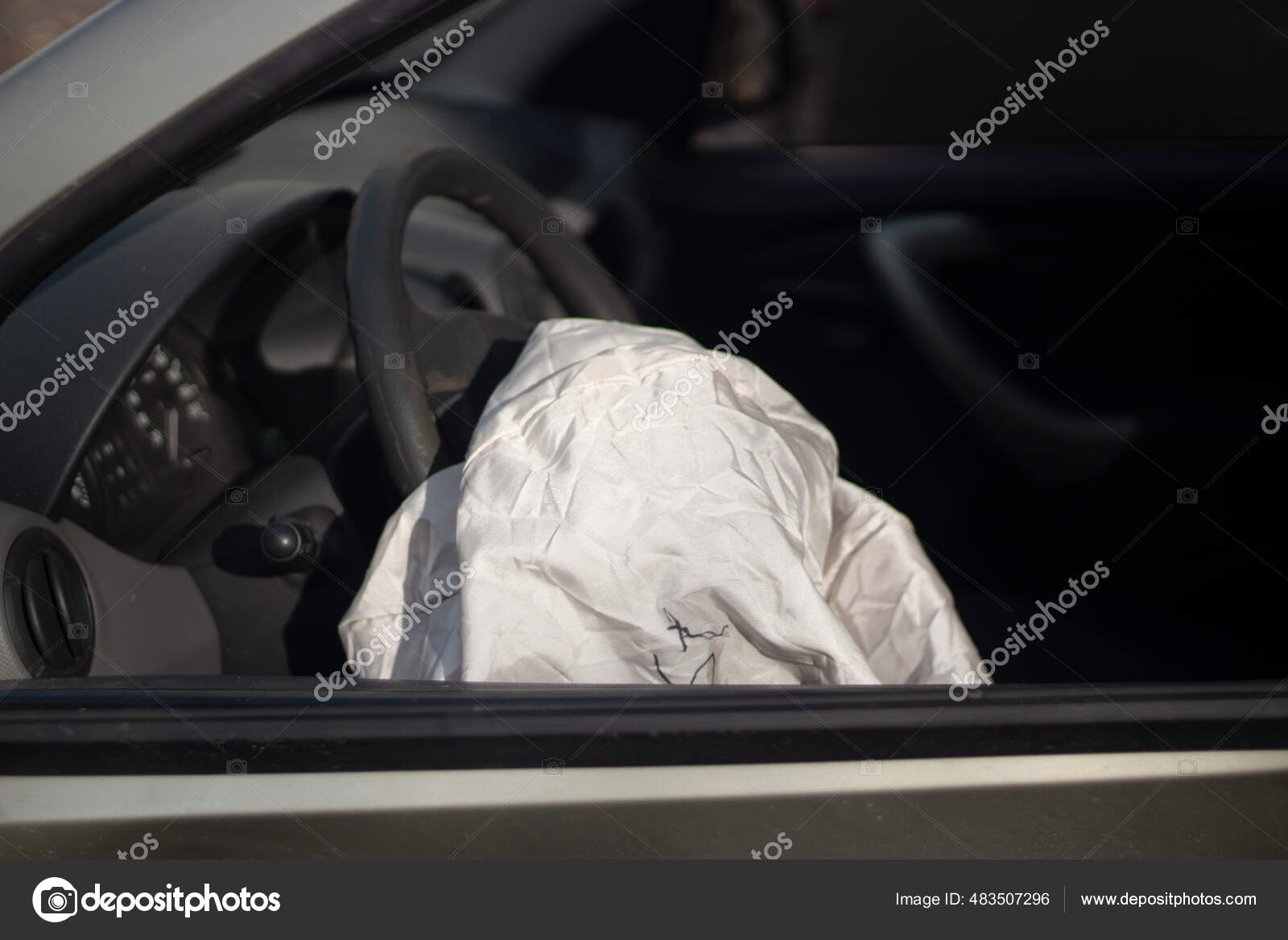 Airbag Has Deployed Car Accident Driver's Seat Distorted Safety Device Stock Photo by ©bd54bd54