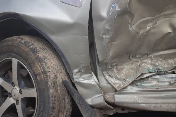 Voiture Après Accident Transport Interrompu Une Voiture Battue Dans Rue — Photo