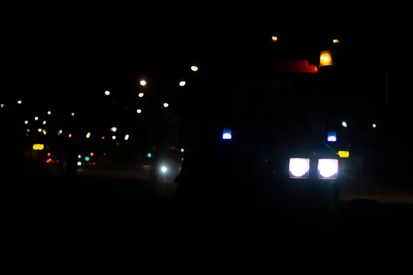 Luzes Cidade Noite Luzes Escuro Fontes Luz Elétrica Ambiente Rua — Fotografia de Stock