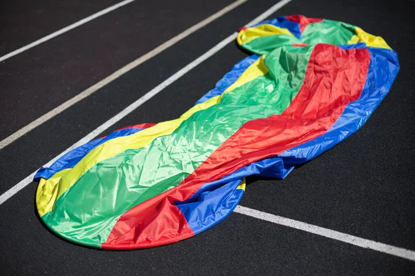 Colored Fabric Fabric Tunnel Lies Site Welcoming Fabric Big Juice — Stock Photo, Image