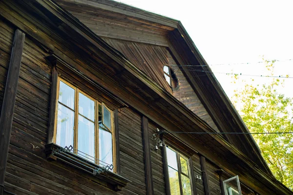 Een Oud Huis Van Planken Sovjet Unie Architectuur Een Oud — Stockfoto