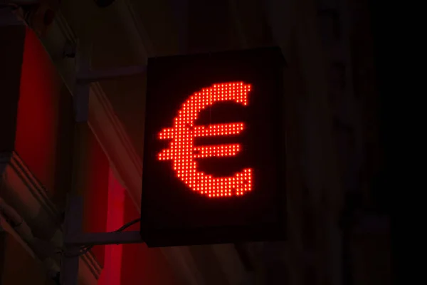 Euro Signe Change Devises Point Argent Symbole Argent Signe Led — Photo