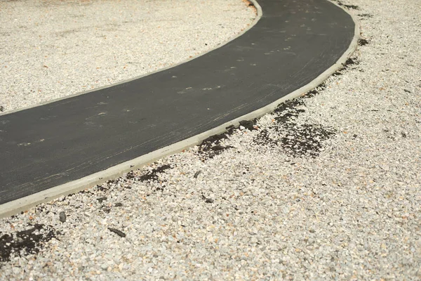 New Asphalt Road Park Narrow Park Path Cyclists Repaired Road — Stock Photo, Image