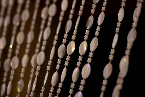 Rideaux Perles Sur Porte Beau Fond Dans Ancien Style Détail — Photo