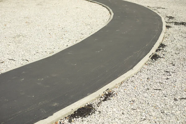 New Asphalt Road Park Narrow Park Path Cyclists Repaired Road — Stock Photo, Image