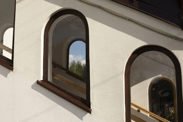 Fenster Einer Orthodoxen Kirche Architektur Aus Dem Jahrhundert Fenstergestaltung Elemente — Stockfoto