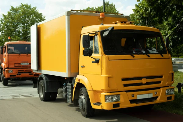 Camión Transporte Especial Por Carretera Equipo Para Trabajo Transporte Materiales —  Fotos de Stock