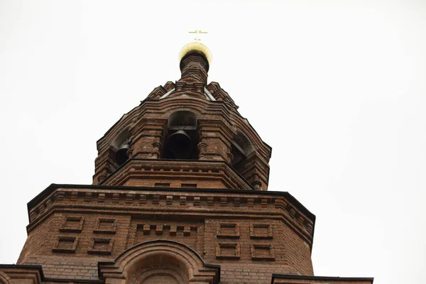 Стародавня Православна Церква Червона Церква Цегли Деталі Старої Архітектури Цегляна — стокове фото