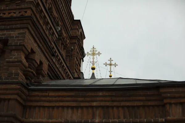Oude Orthodoxe Kerk Rode Bakstenen Kerk Details Van Oude Architectuur — Stockfoto
