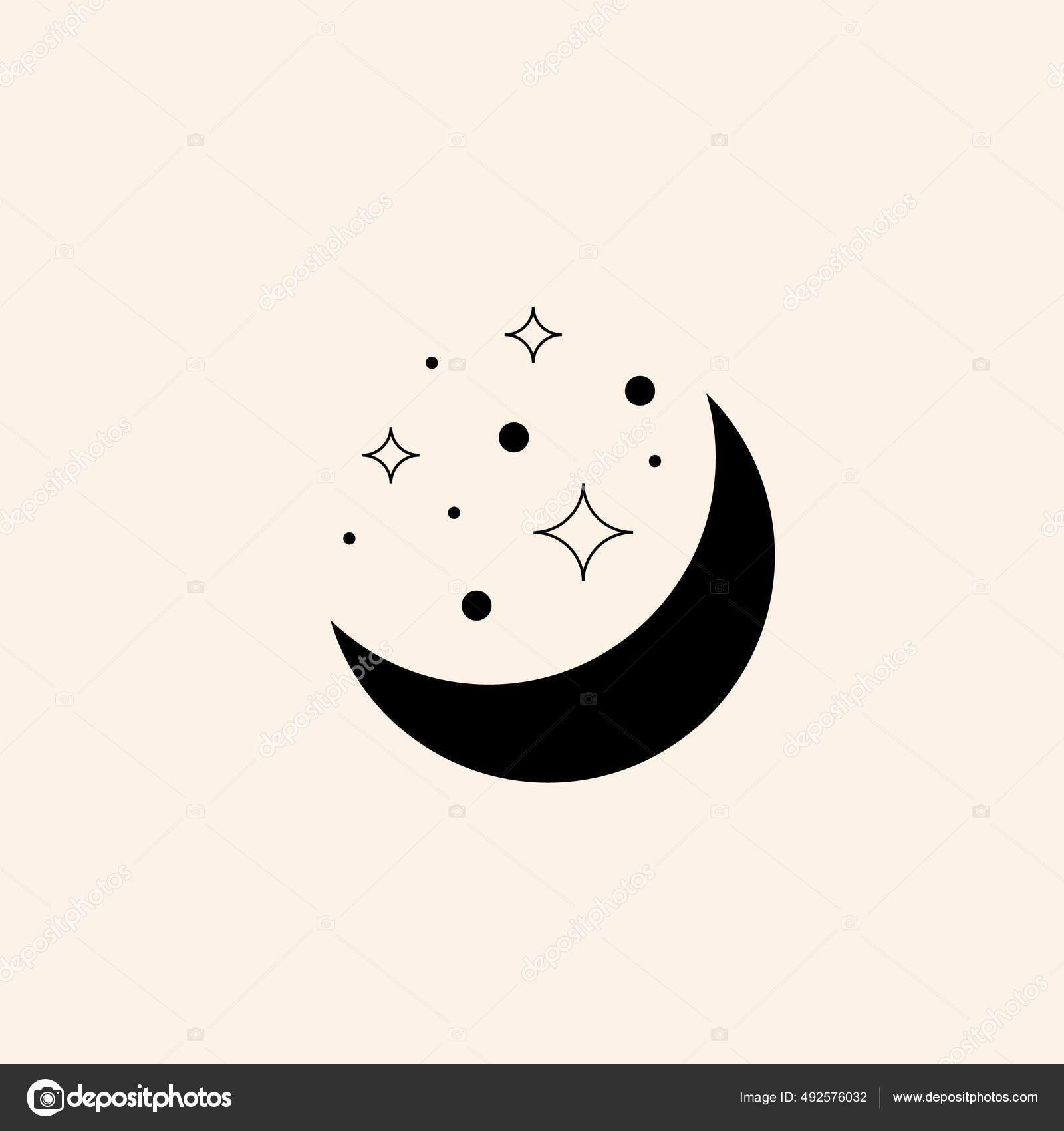 Ícone de desenho crescente desenhado à mão sinal de lua desenho vetorial  símbolo noturno isolado