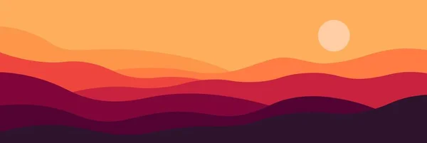 Affiche abstraite du paysage. Art contemporain imprimé décor mural nature, milieu du siècle coucher de soleil fond de montagne. Illustration vectorielle — Image vectorielle