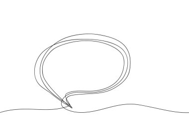 Konuşma balonu sürekli bir çizgi çiziyor. Çevrimiçi sohbet bulutlu tek satırlı sanat. Grafik vektör doğrusal çizimi