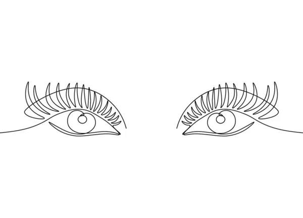 One line drawing of woman eyes and lashes. Hand drawn minimal beauty sign, contemporary nature cosmetics icon. Vector illustration — Stock Vector