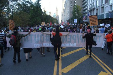 People celebrate victory of Joe Biden on streets of New York, USA 