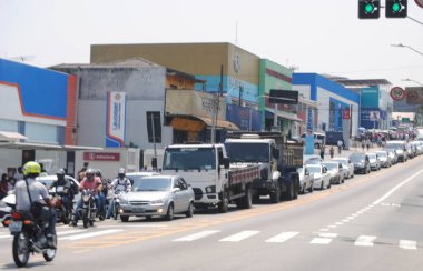 Sao Paulo 'da trafik vardı. 14 Ekim 2020, Sao Paulo, Brezilya: Sao Paulo 'da Marjinal Tiete otoyolu yoğun trafik 