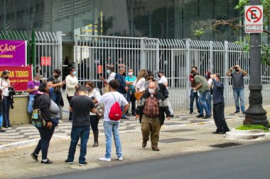 19 Temmuz 2020, Sao Paulo, Brezilya: Brezilya Cumhurbaşkanı Jair Bolsonaro 'yu protesto eden protestocular Central Sao Paulo' daki Franklin Roosevelt Parkı 'nda
