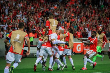 PORTO ALEGRE - FEB 11, 2020: INTER VS UNIVERSIDAD DE CHILE - scored during the return match against Univerisad de Chile, validated by the second phase of the Copa Libertadores da America 2020, at the stadium