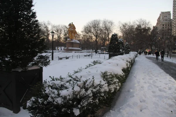 December 2020 New York Usa Aftermath Heavy Snow Falling New — Stock Photo, Image