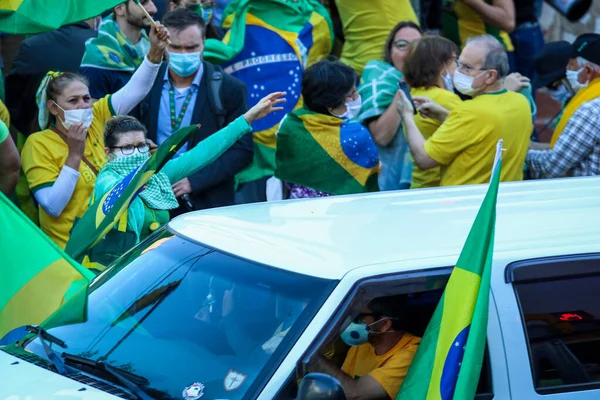 Brazil Elnök Meglátogatja Porto Alegre Covid Járvány Idején 2020 Április — Stock Fotó