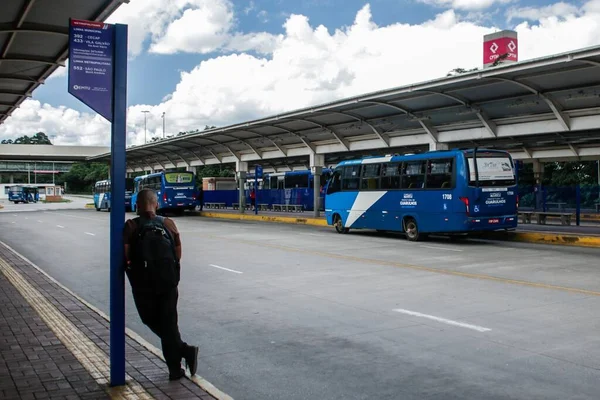 Covid Movement Bus Terminal March 2020 Guarulhos Sao Paulo Brazil — Fotografia de Stock